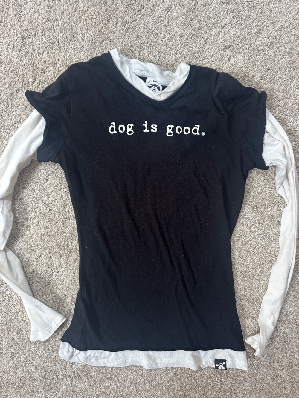 Dog Is Good Women's Black Layered-Look Short Sleeve Tee